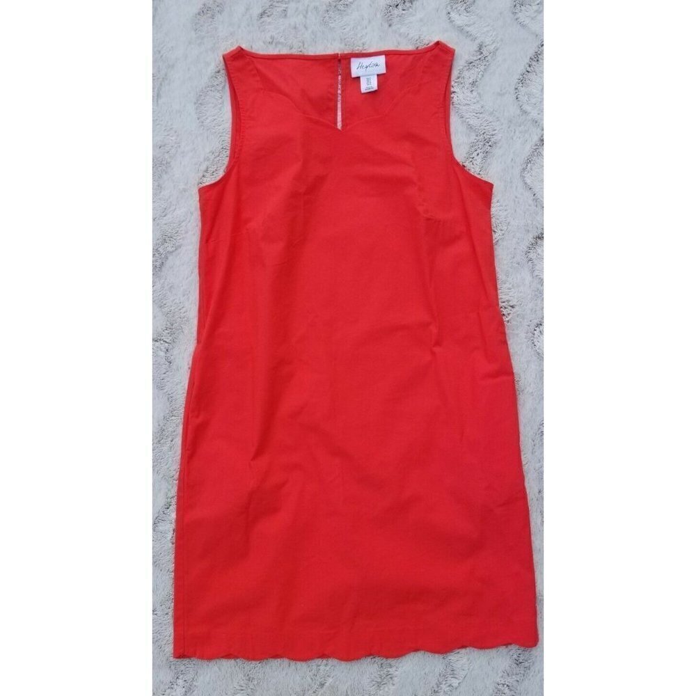 ✨️CL Heyton Cotton Orange Red Sleeveless Scallop Hem Summee Dress Size‎ 4